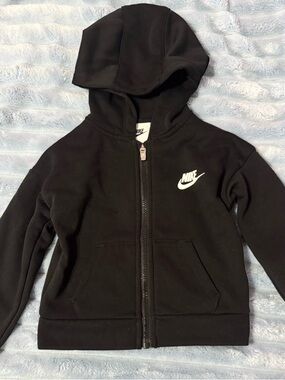 Nike Toddler Black Zip-Up Hoodie Jacket Size 2-3Y Full Zip Swoosh Logo Unisex